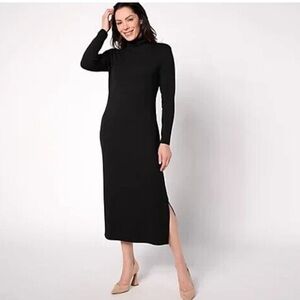 Women’s black Control Finespun Jersey Tummy
Control Midi Dress Petite L NWT